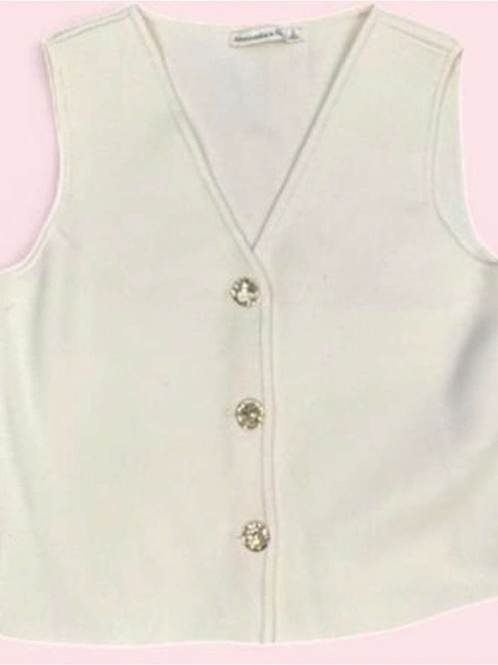 Abercrombie & Fitch Cream Button-Front Vest Top